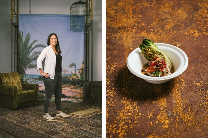 Ana Moura (Lamelas, 1 Sol Guia Repsol 2025), estará presente no dia 20, sábado (retrato de Manuel Manso e fotografia do prato de Joana Freitas)