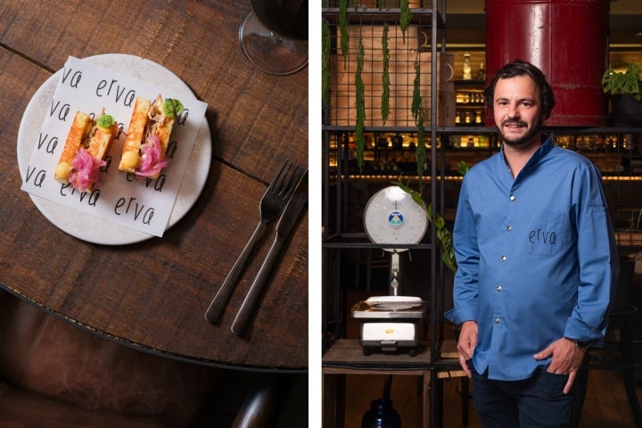 O mini-brioche recheado com carne de caça é uma das criações do chef João Moreira, há seis anos à frente da cozinha do Erva (©Erva)