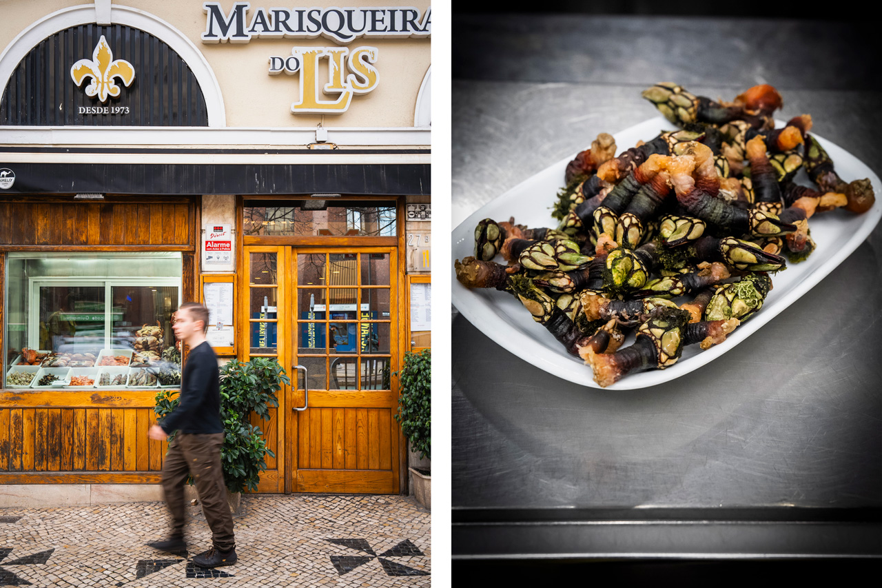 Uma instituição onde os caracóis - e os percebes (na foto) - acompanham uma das melhores imperiais da cidade (foto: Marisa Cardoso) 