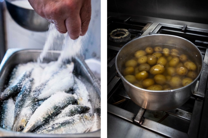 Segredos da sardinha: salga generosa e batata cozida inteira com casca