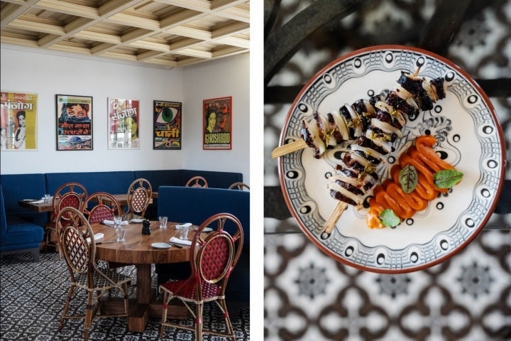 O Xtian, o restaurante do hotel, está aberto ao almoço e ao jantar. Os cartazes de filmes de Bollywood da coleção privada de Louboutin dão cor ao espaço