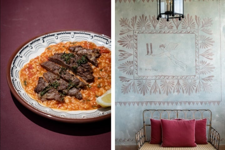 O arroz de Melides (à esquerda num prato feito para a ocasião com presa de porco preto) é uma das especialidades do Xtian