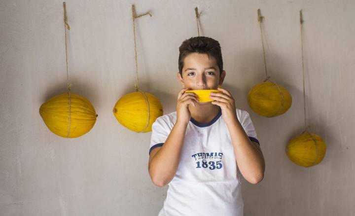 Melón de Ontinyent "Diamante": un niño mordiendo uno de los melones.