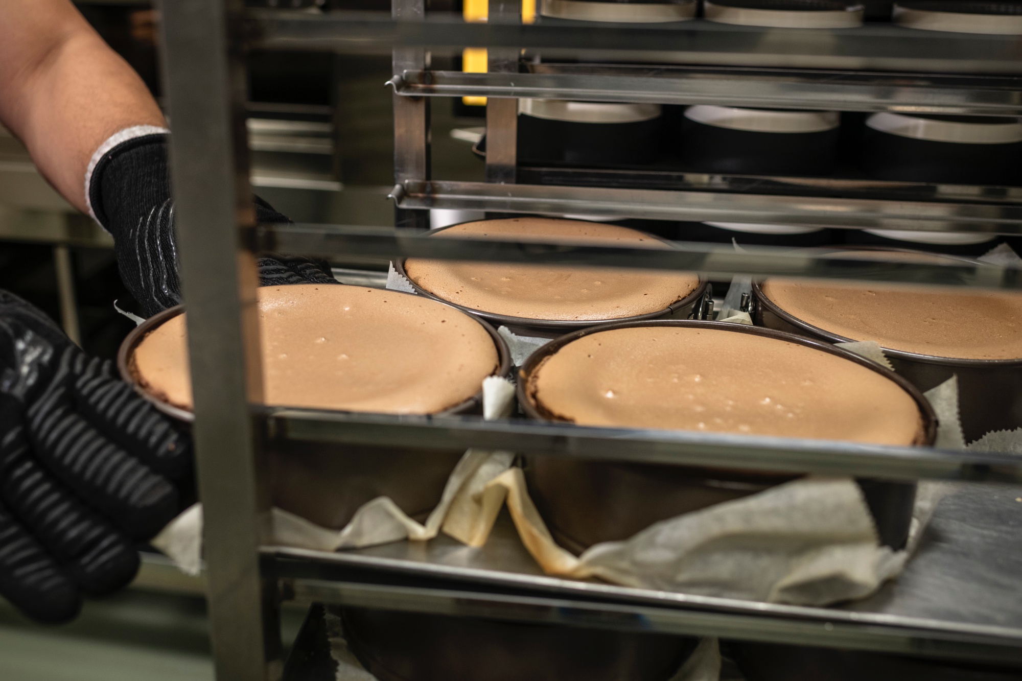 Preparando las tartas de queso y chocolate belga.