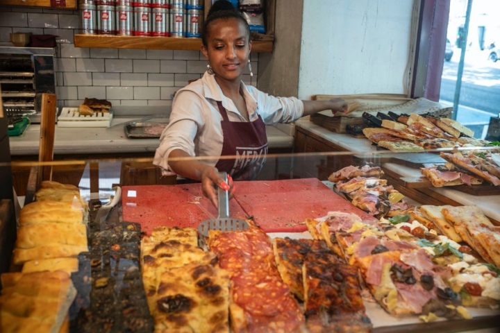 Pizzas del Mercato Italiano de Madrid.