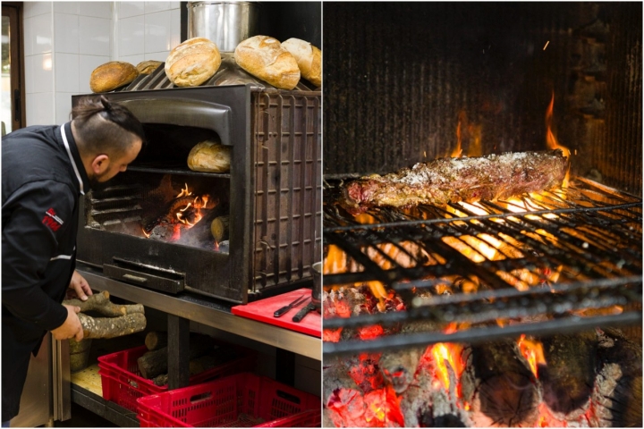 Hogazas de pan caseras y parrilla del restaurante