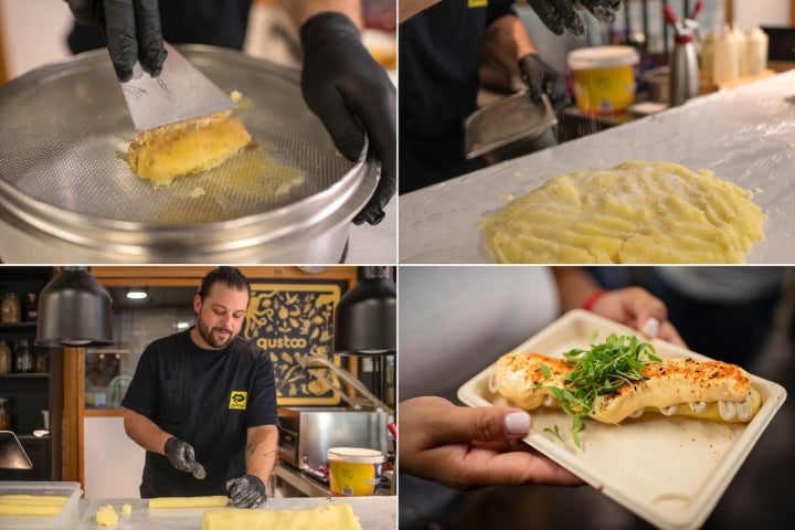 Preparando las famosas bravas.