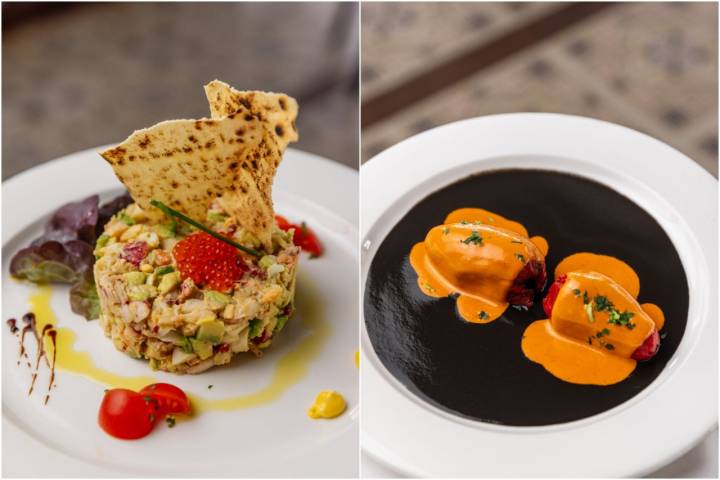 Plato de salpicón y pimientos rellenos de 'Casa Cámara'.