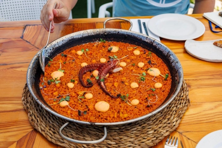 Arroz de pulpo del chiringuito Chinini en Chipiona.