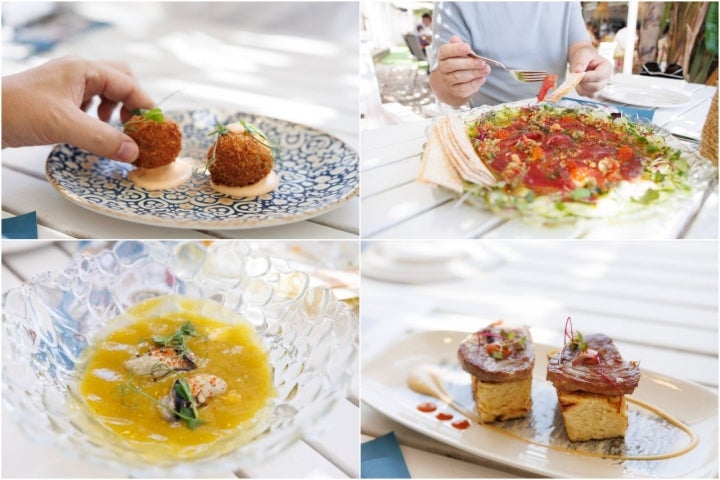 Algunos de los platos de la carta del chiringuito La Manuela (Chipiona)