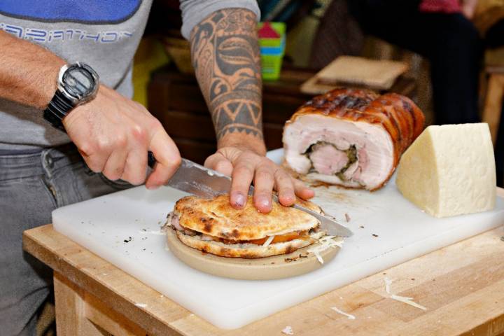 La 'porchetta' de 'La Saletta', una de las que más gustan en la capital.