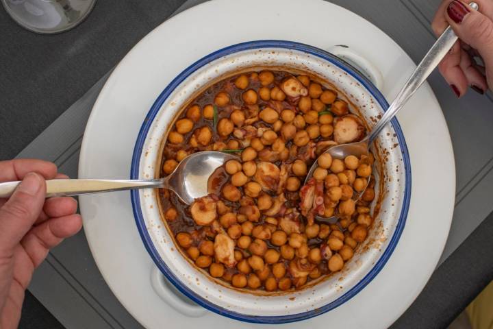 Ropa vieja de pulpo de La Palma.