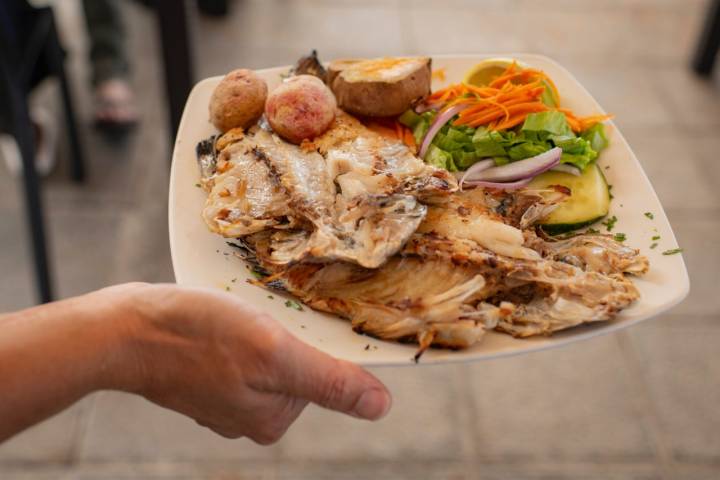 El pescado del día: vieja a la espalda