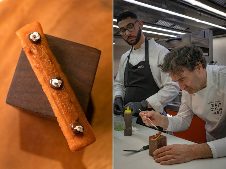 Lingote de tomate y berenjena con ajo negro.