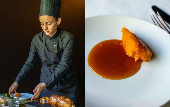 Menú otoño Les Cols: plato 'calabaza y su caramelo'