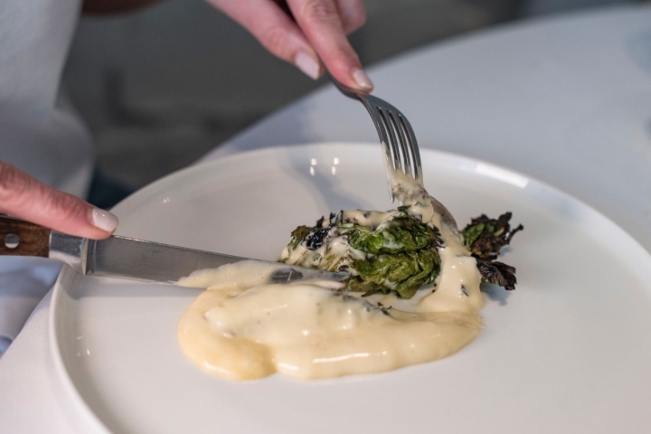 Lechuga muy asada, holandesa y anchoa.