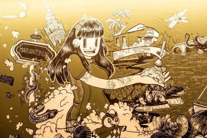 Bea, en el mural.