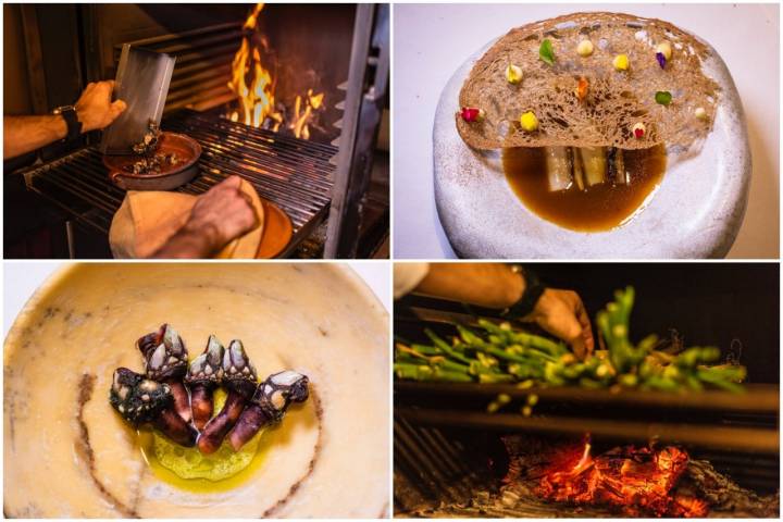 Todos los platos de Víctor llevan un toque a fuego. en la foto, los percebes y los calçots.