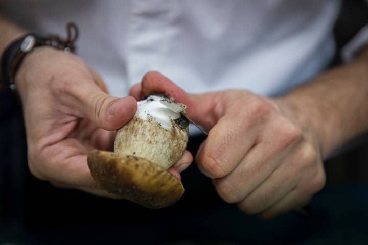 Restaurante 'Apicius' (Valencia): limpiando boletus