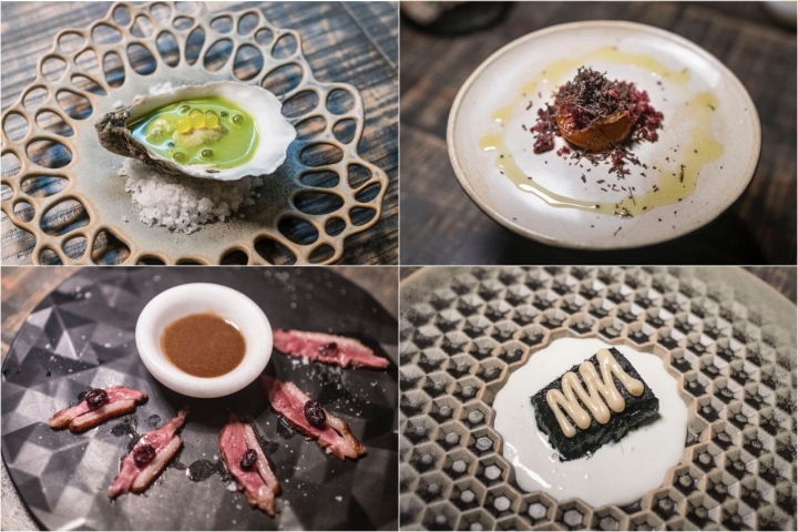 Algunos de los pases del menú degustación del restaurante Farigola&Menta (Valencia):