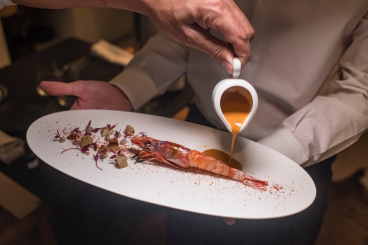 Gamba a la brasa del restaurante Gurisa (Madrid).