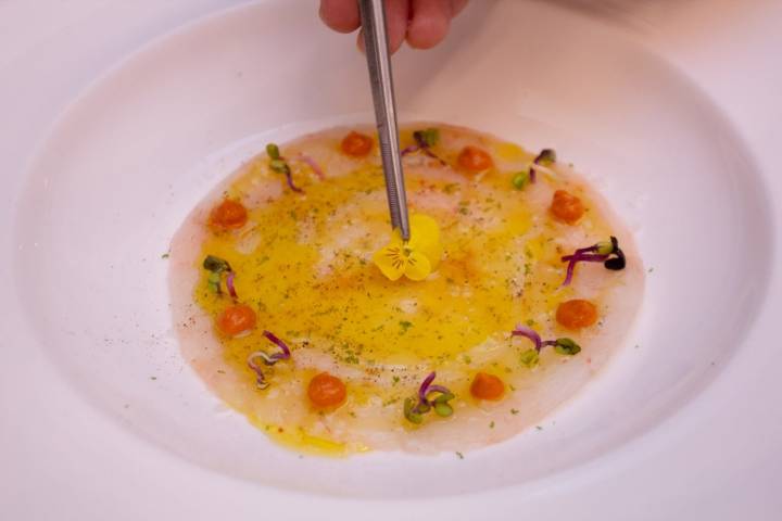 Carpaccio gambas Restaurante La Cuchara de San Lorenzo