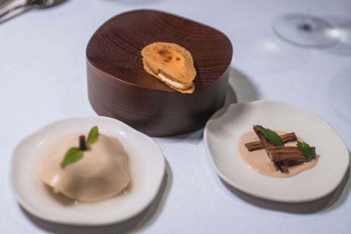 Postre de pera del restaurante Nazario Cano.