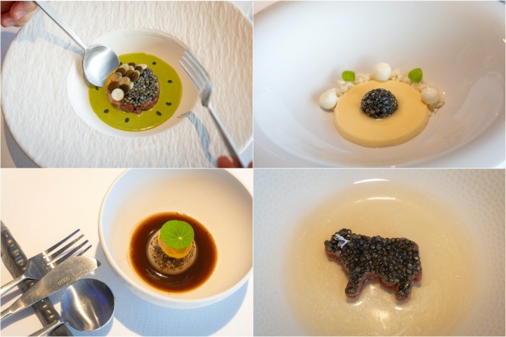 Platos con caviar del restaurante Sollo (Fuengirola, Málaga).