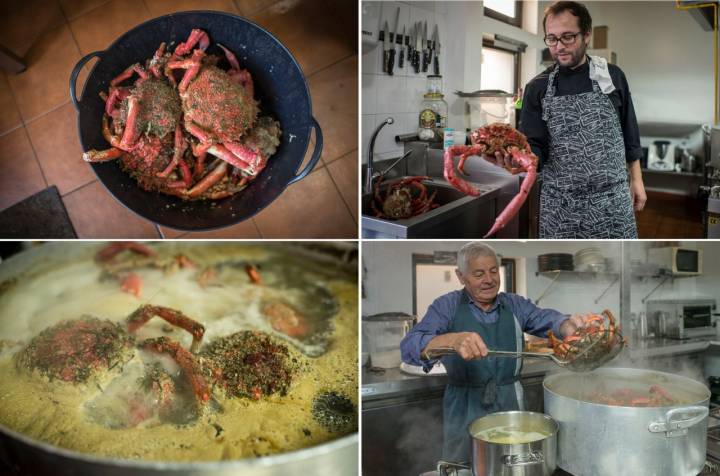 Los centollos de intenso rojo, obnubilan en temporada con su carne y el carro repleto de sabor. Foto: Sofía Moro.