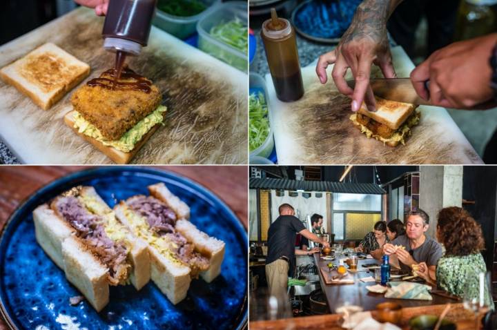 Preparación del katsu sando en 'Casa Sr.Ito' (Madrid)