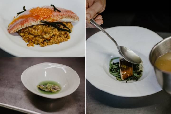 Algunos de los platos de los dos tipos de menú degustación que ofrece 'A Tafona' (Miudo y De Mercado).