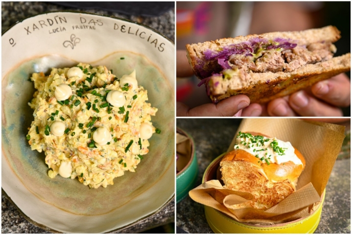 Ensaladilla y sánwiches Don Pepe y de huevo, parte de la carta salada.