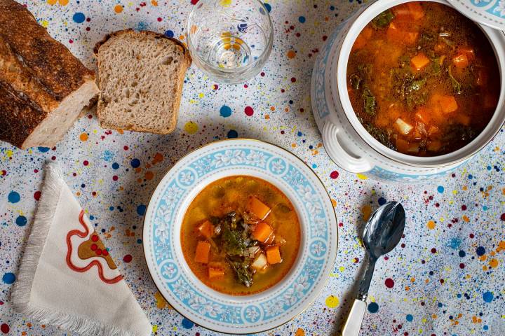 receta de sopa de grelos con calabaza