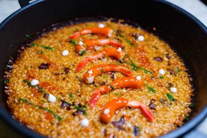 Arroz de gambas a la 'presse'. Foto: Ignasi Cebrecos.