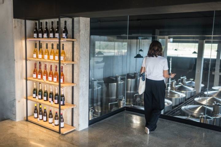 Cristalera de la tienda de la bodega AT Roca