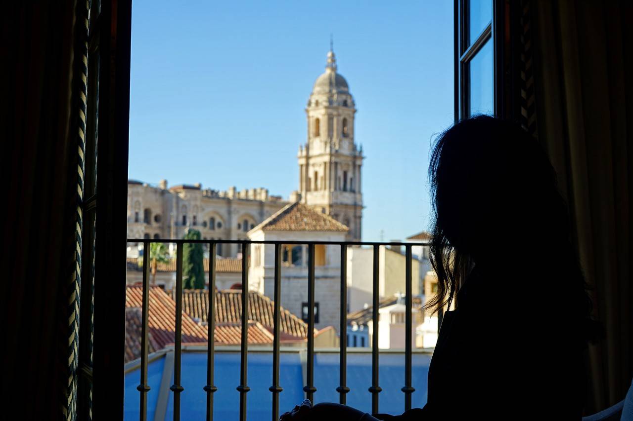 La Catedral de Málaga vista desde la habitación del hotel.