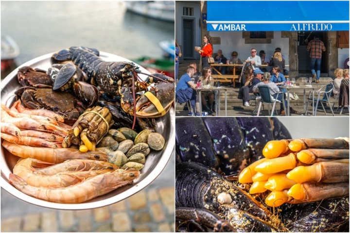 Buen marisco en una mesa frente al puerto de Castro Urdiales. Foto: Instagram Alfredo
