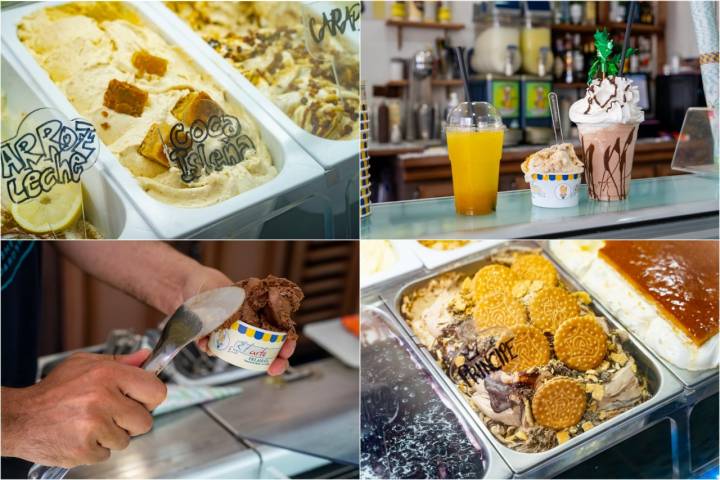 Helados de la heladería El Artesano en Isla Cristina (Huelva)