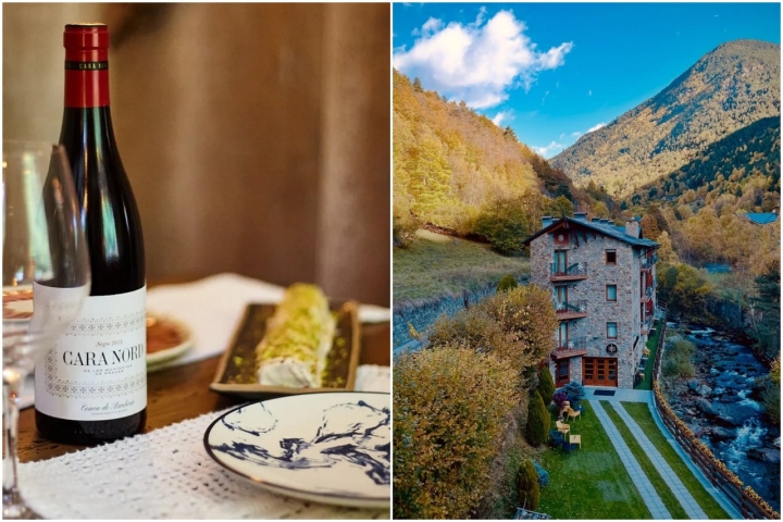 Vino y exterior de los apartamentos La Neu