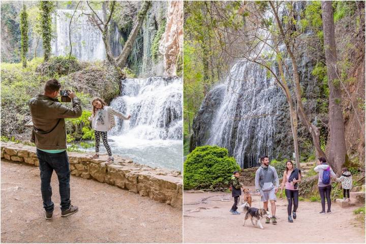 Las primeras cascadas que encontramos en el camino son el Baño de Diana (a la izquierda) y la Trinidad (derecha).