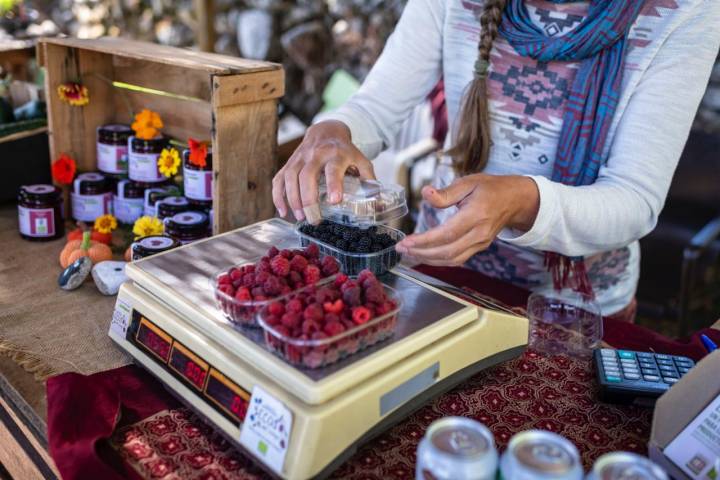 Pesa de frutos rojos en la finca Ecos del Lozoya (Madrid).