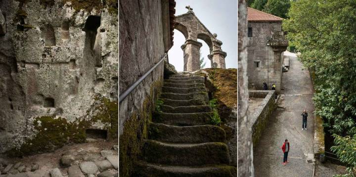 Fotomontaje de detalles del Monasterio de San Pedro de Rocas