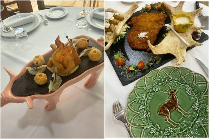 Dos platos del restaurante El Hollejo (Pulgar, Toledo)