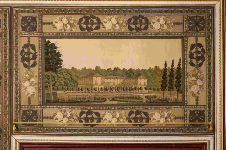 La Casa del Labrador, detalle de las sedas de Lyon del salón de Billar.