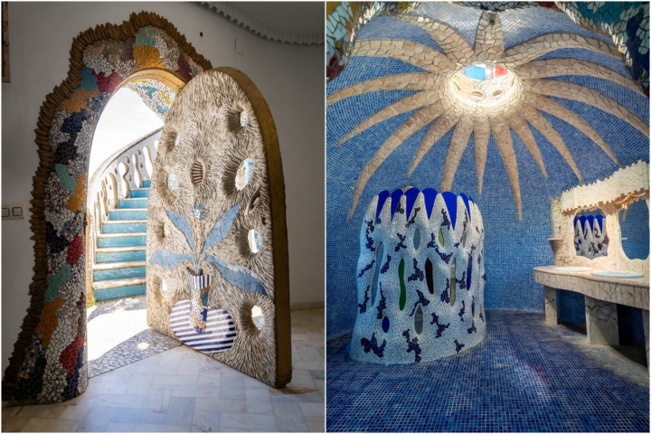 Detalles de la puerta de acceso y el cuarto de baño.