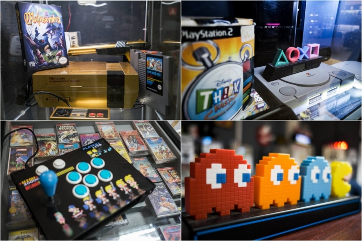 Fotomontaje con varias curiosidades de El Templo del Arcade.
