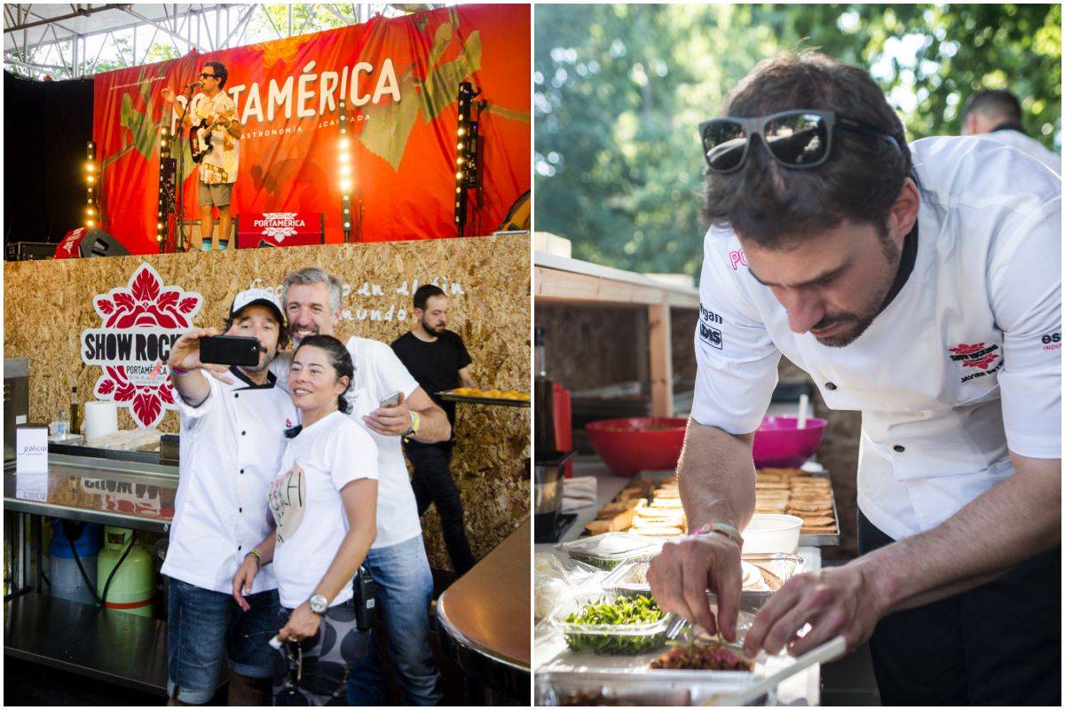 Los chefs Pepe Solla y Diego Guerrero, junto a Olalla Camaño de la organización del Festival PortAmérica 2017; y Javi Estévez de 'La Taquería'.