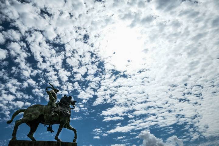 La estatua ecuestre de Francisco Pizarro en Trujillo, Cáceres.