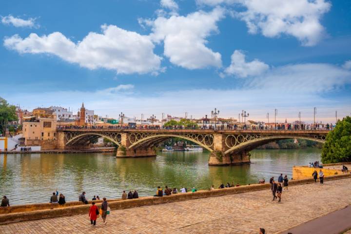 Puente de Triana bridge of Sevilla Seville in Andalusia of Spain