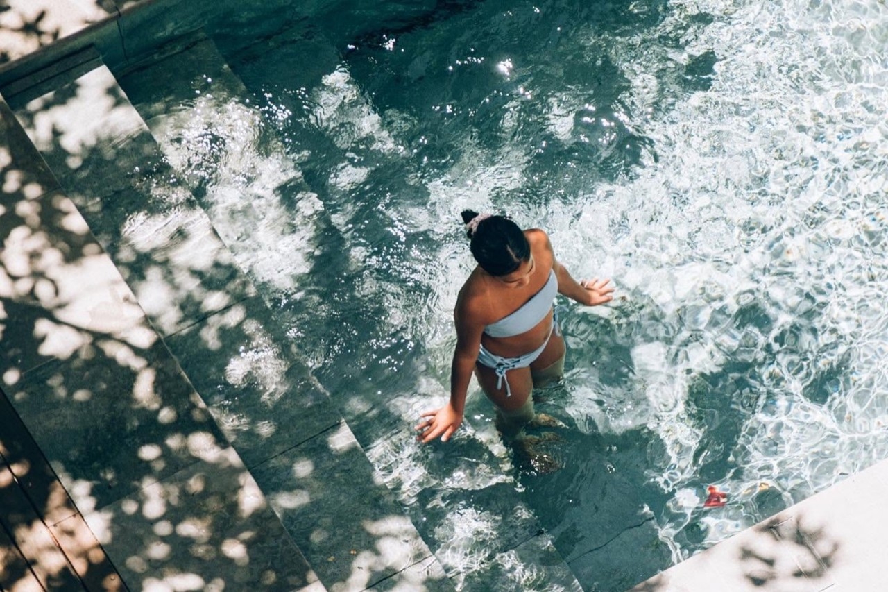 En la piscina del Palacio de Atocha.